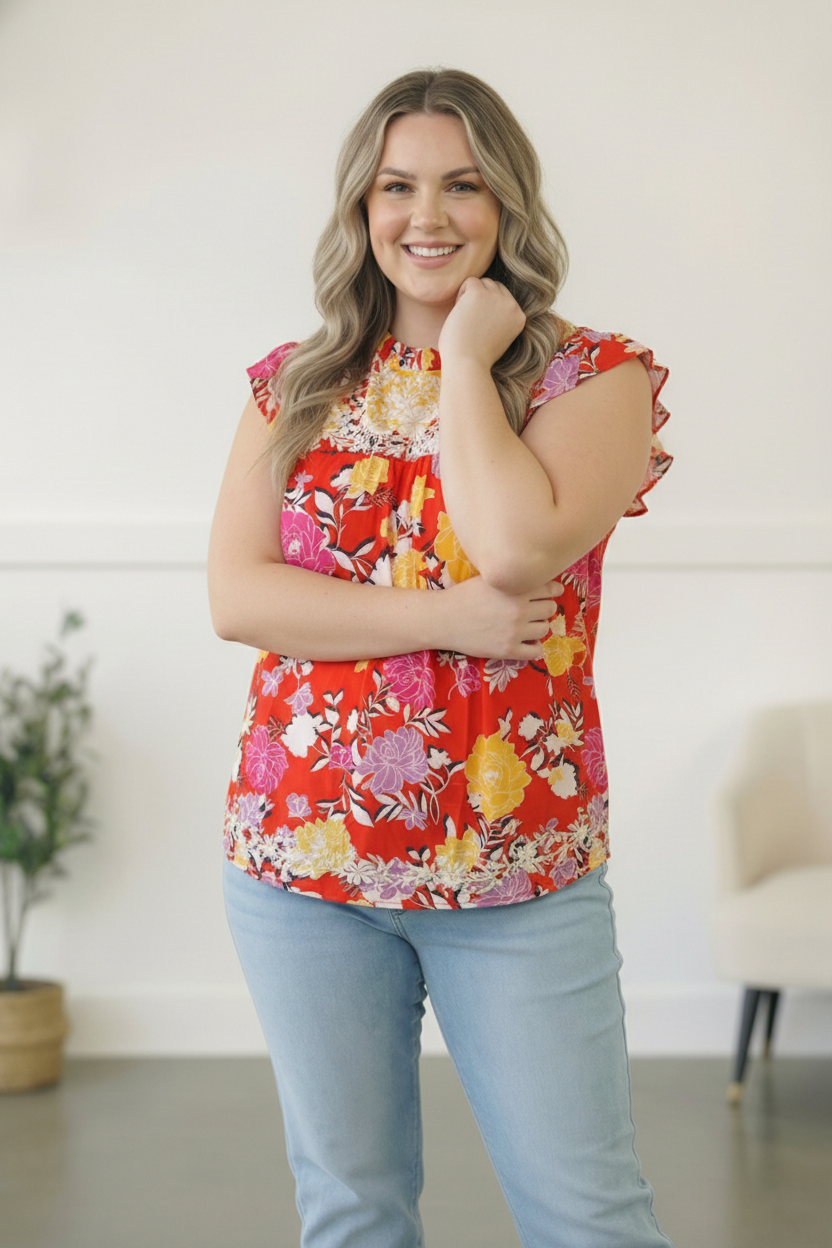 Floral at the Fiesta Flutter Top - Charming Charlie