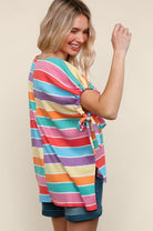 Feeling Bold Multicolor Stripe Dolman Bow Tie Sleeve Top - Charming Charlie