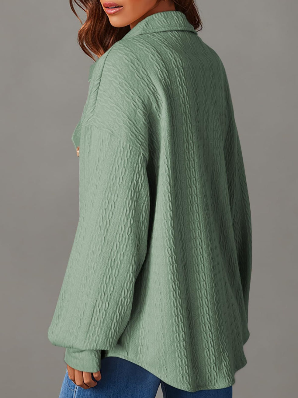 Textured Button Up Long Sleeve Shacket – Charming Charlie