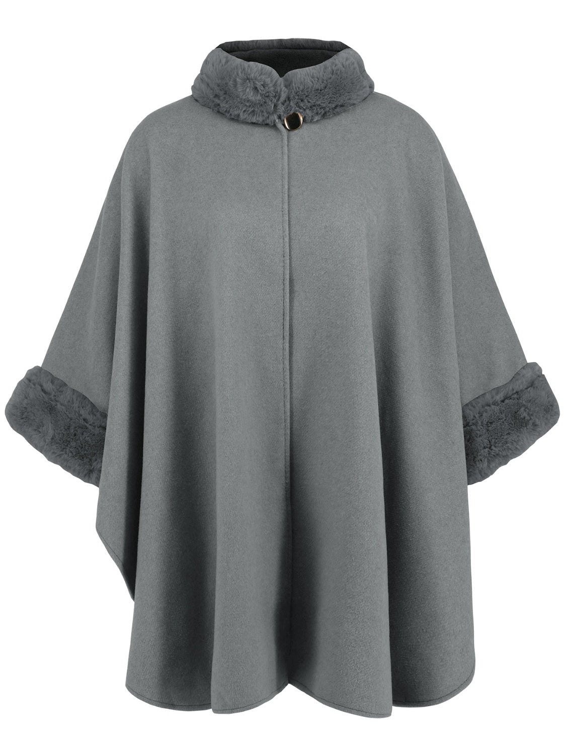 Fuzzy Trim Long Sleeve Poncho – Charming Charlie