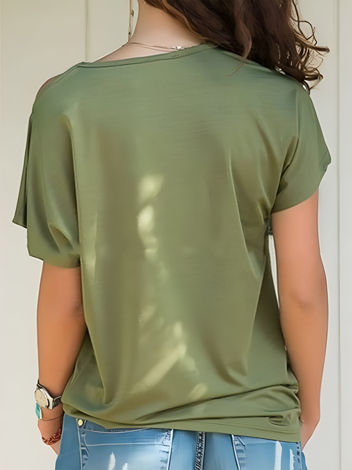 Asymmetrical Neck Short Sleeve T-Shirt – Charming Charlie