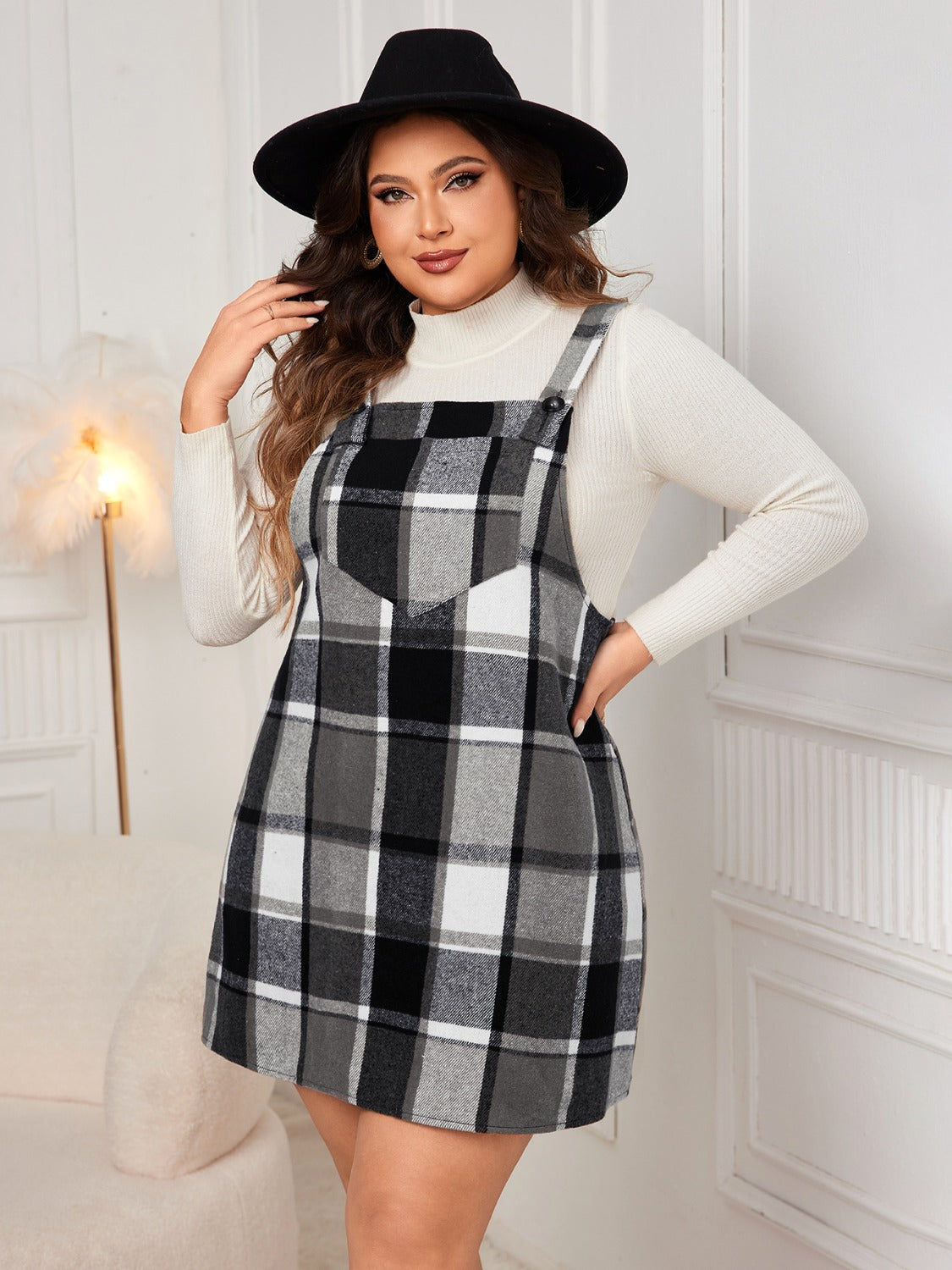 plaid dress 2PS White Floral Print Spaghetti Strap With Blue Shawl Dress Suit Jolly Vintage satin ribbon waistline with detachable back bow Plus Size Plaid Wide Strap