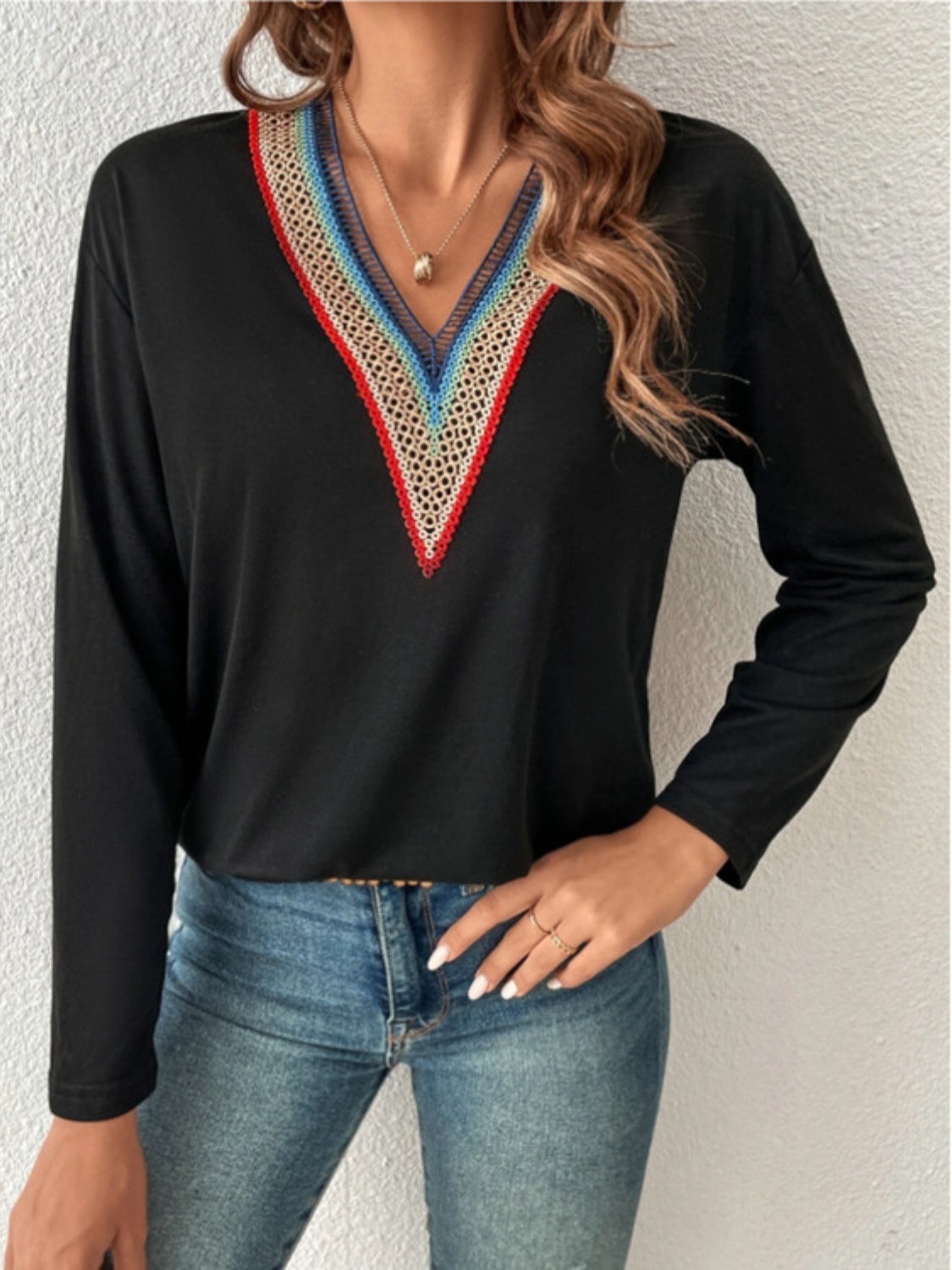 V-Neck Long Sleeve T-Shirt - Charming Charlie