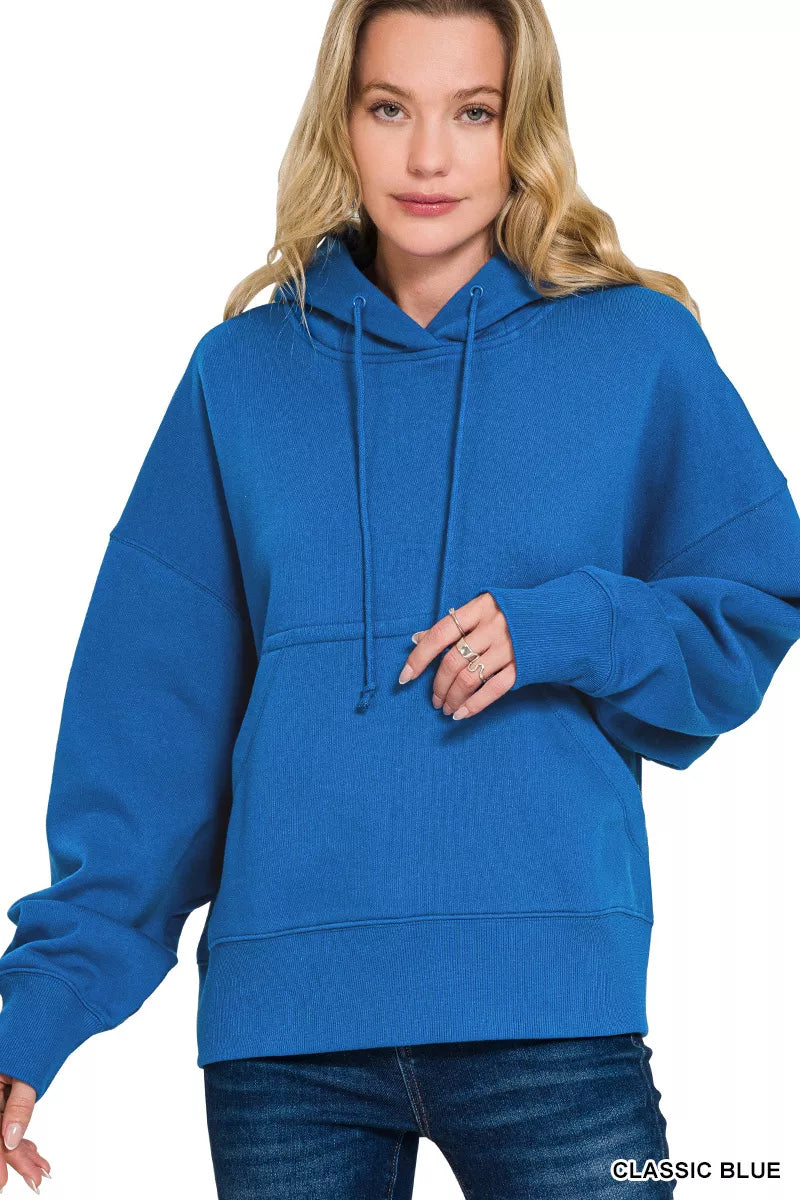 Zenana Oversized Fleece Kangaroo Pocket Hoodie – Charming Charlie