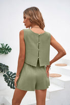 Round Neck Top and Drawstring Shorts Set - Charming Charlie
