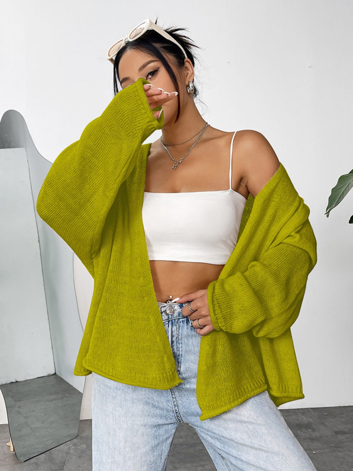 Open Front Dropped Shoulder Cardigan - Charming Charlie