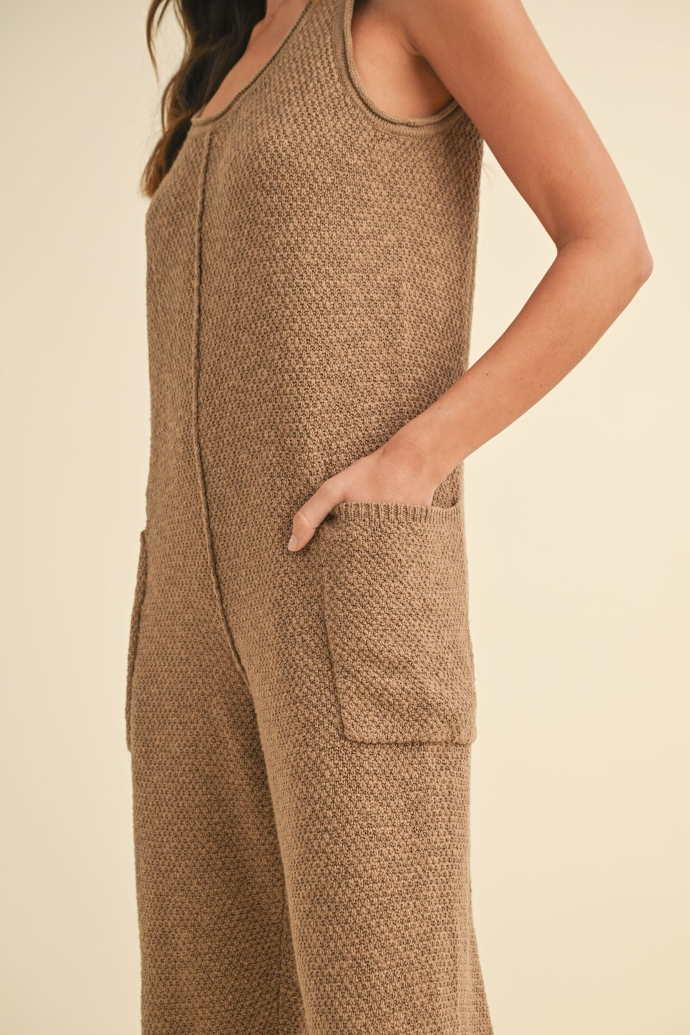 MABLE Sleeveless Knit Crop Jumpsuit with Pockets – Charming Charlie