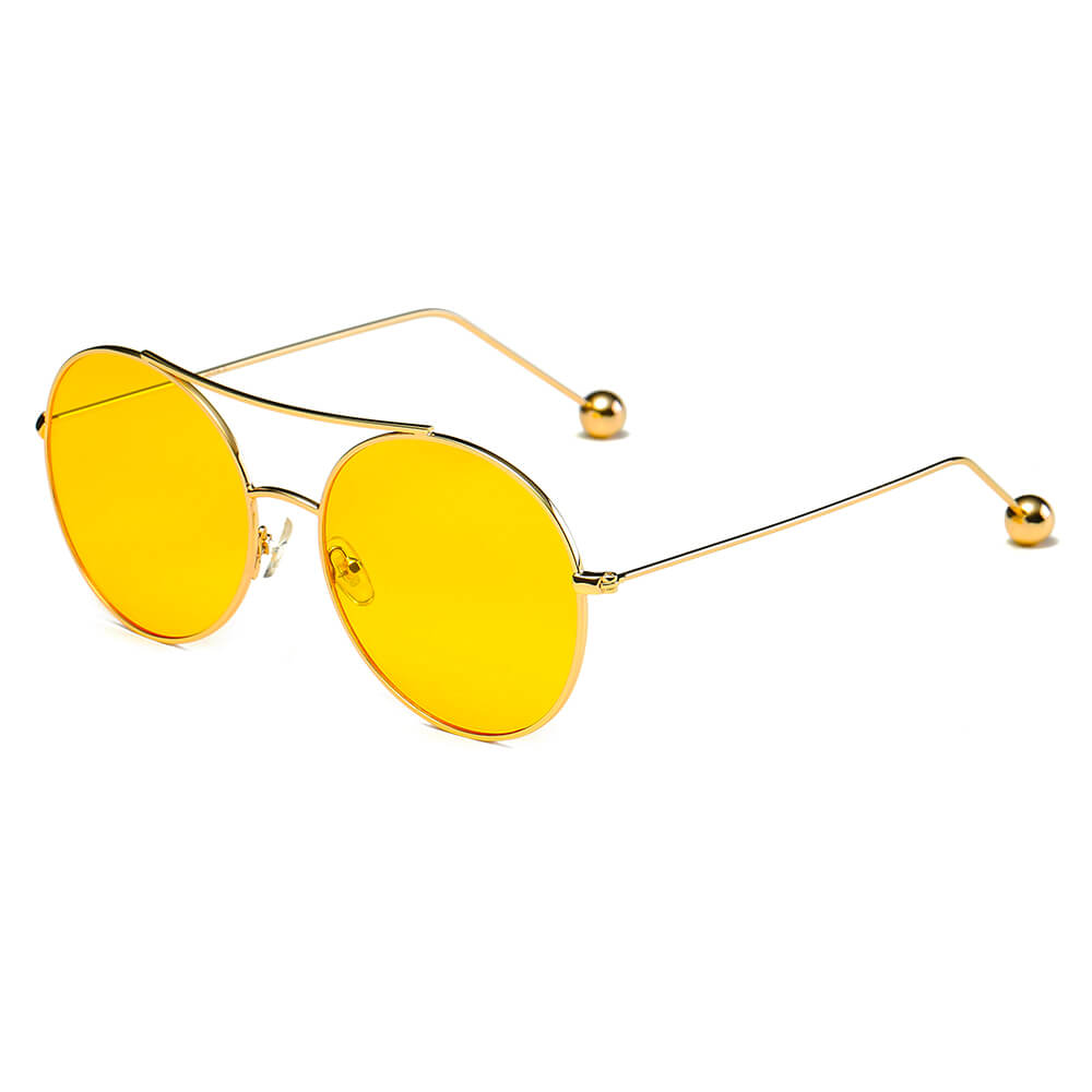 EUREKA | S1016 - Unisex Round Tinted Lens Aviator Clear Glasses Balled Sunglasses - Cramilo Eyewear - Stylish Trendy Affordable Sunglasses Clear Glasses Eye Wear Fashion