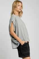 Umgee Exposed Seam Round Neck Batwing Sleeve Knit Top - Charming Charlie