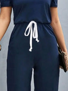 Round Neck Short Sleeve Jumpsuit - Charming Charlie