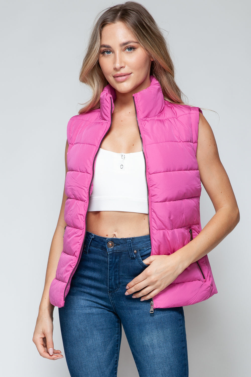 Snobbish Zip Up Turtleneck Vest with Pockets - Charming Charlie