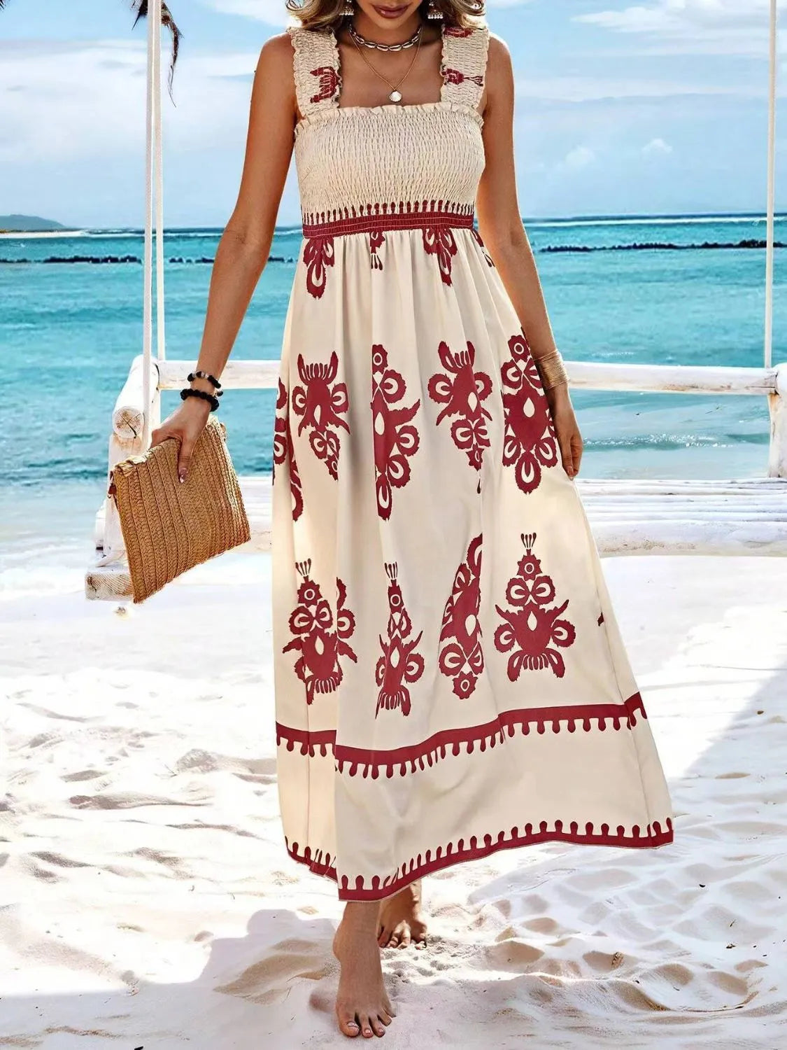 wide strap maxi dress Scoop Neck Wide Strap Maxi Dress Extremely Beautiful LLC