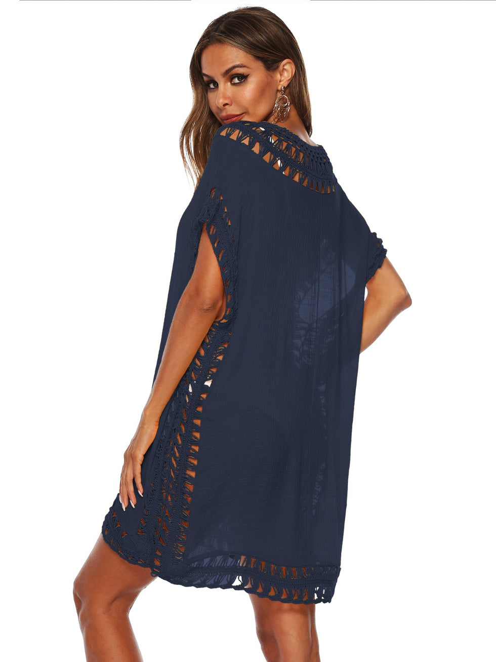 Cutout Round Neck Sleeveless Cover Up
