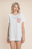 Cotton Bleu by Nu Label Contrast Striped Short Sleeve T-Shirt - Charming Charlie