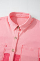 Two Tone Button Up Drop Shoulder Shacket - Charming Charlie