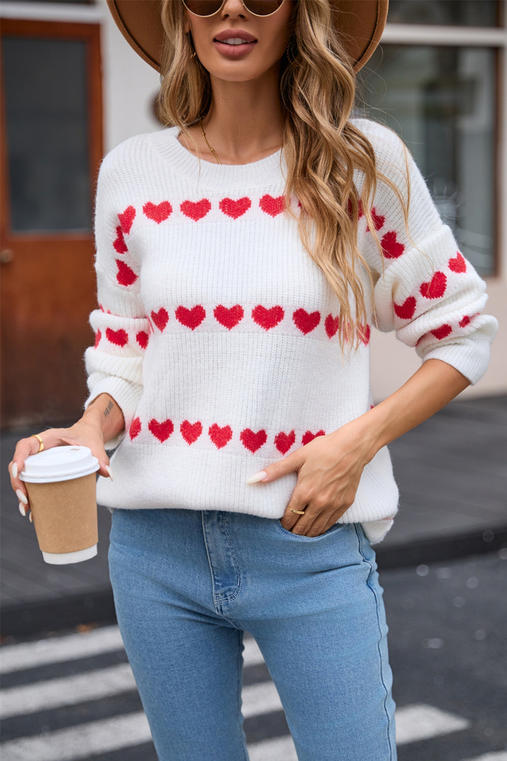 Angel Wings Heart Round Neck Long Sleeve Sweater - Charming Charlie