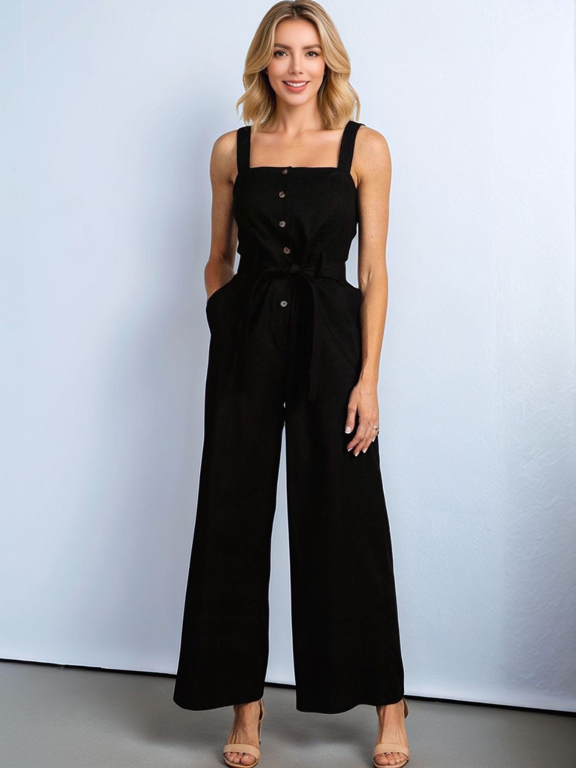 CharmiShape™ – Belted Hollow Out Sleeveless Jumpsuit (Flattering, Stylish & Cool) main image 1