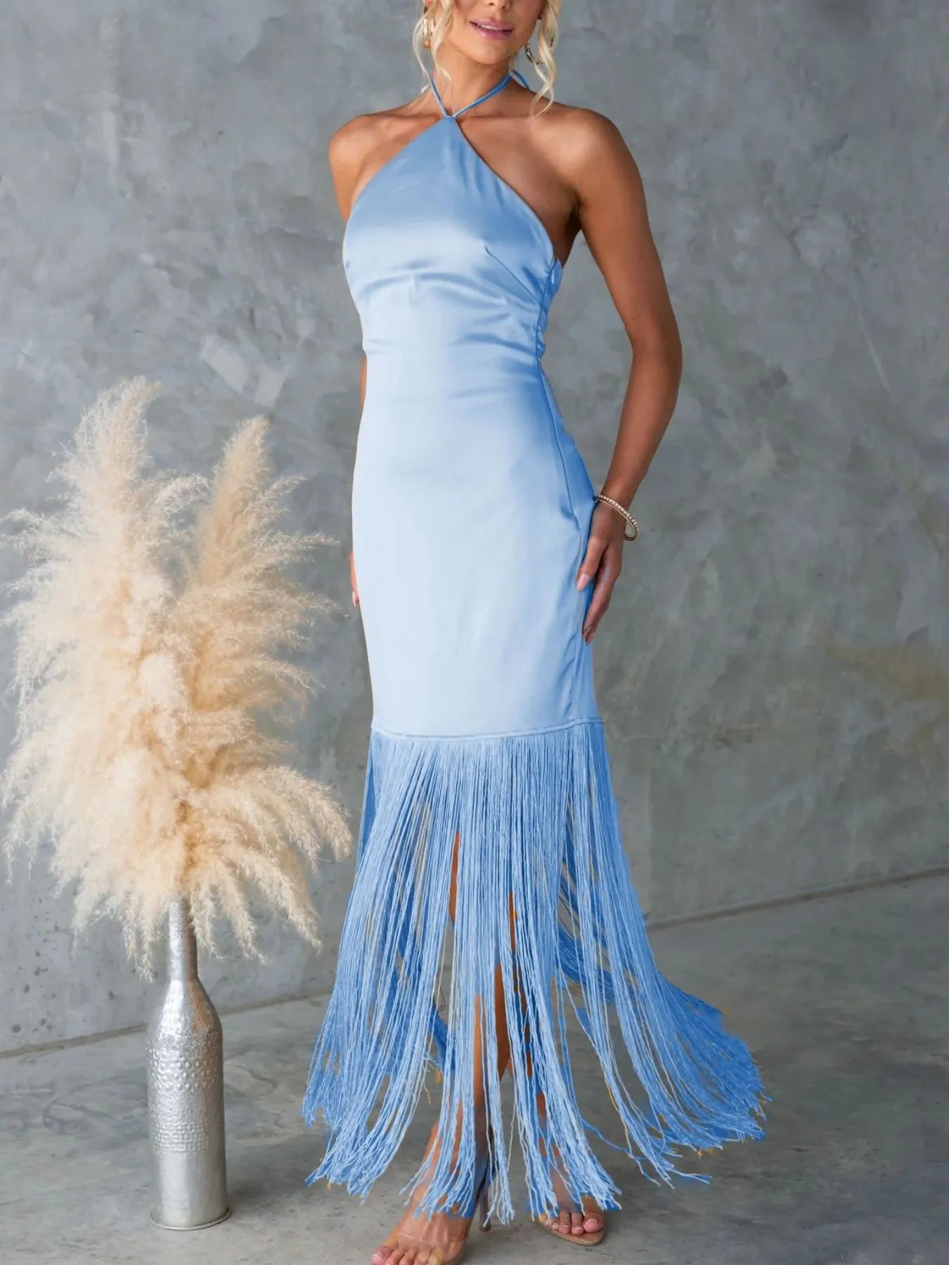 grey long dress Light Grey A-line Backless Spaghetti Straps Lace Tulle Long Prom Dresses,  MP269