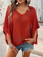 V-Neck Batwing Sleeve Knit Top - Charming Charlie