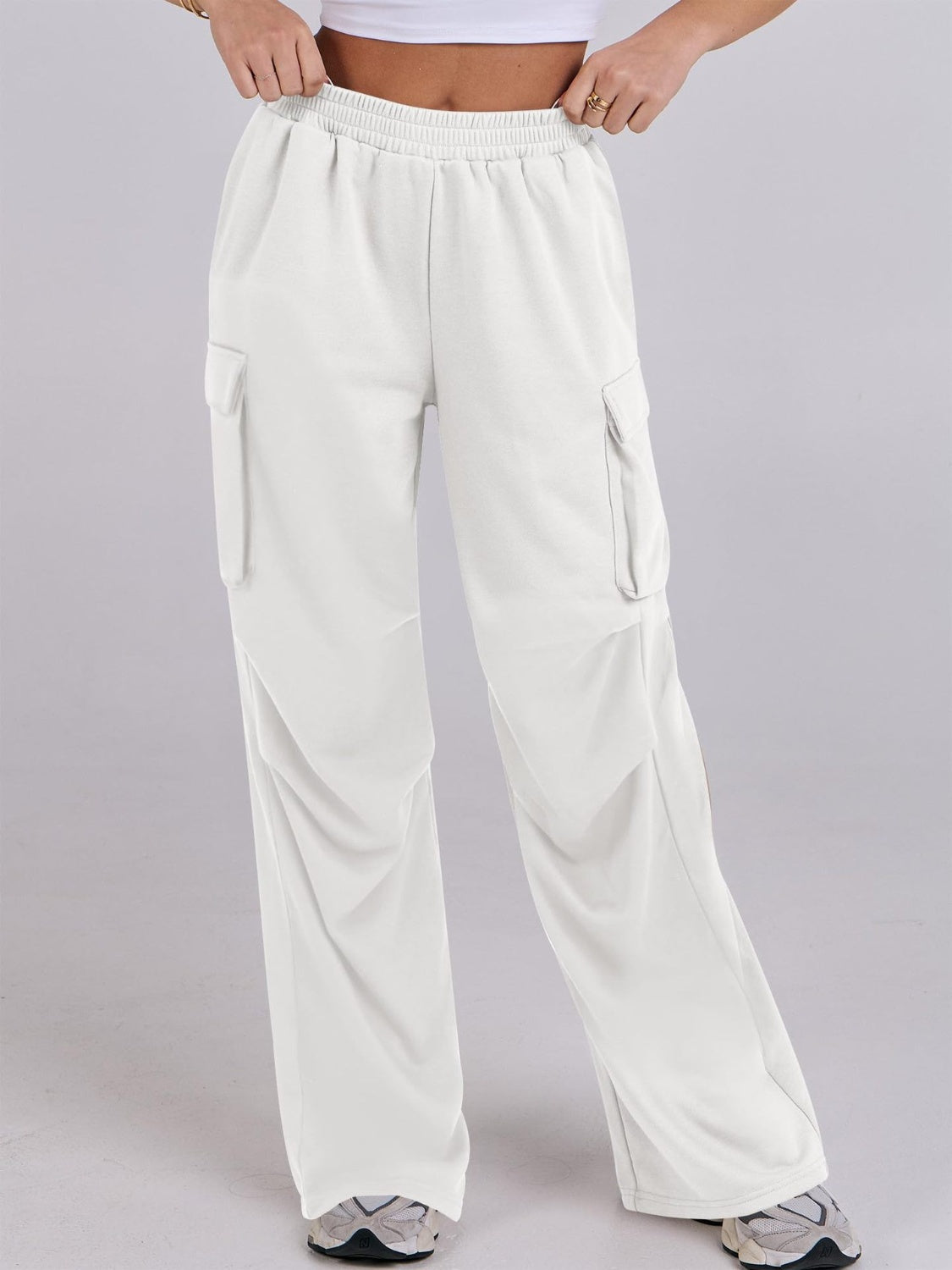 Elastic Waist Wide Leg Pants with Pockets - Charming Charlie