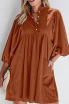 Corduroy Quarter Snap Three-Quarter Sleeve Dress - Charming Charlie