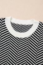 Striped Round Neck Long Sleeve Sweater - Charming Charlie