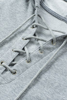 Lace Up Long Sleeve Hoodie - Charming Charlie