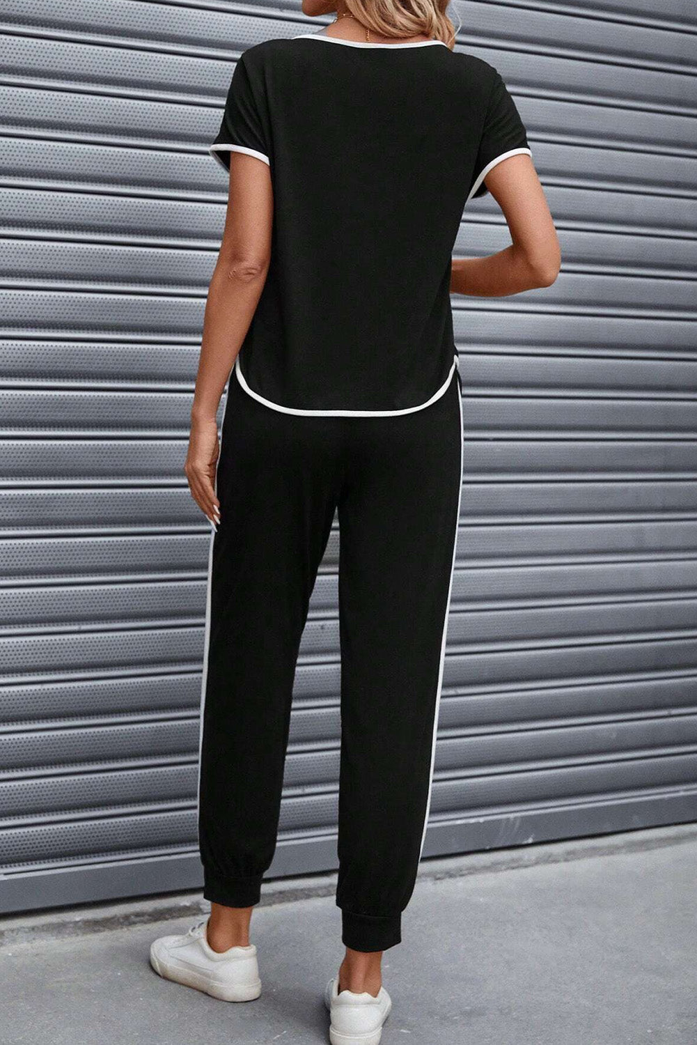 Contrast Trim Round Neck Dress