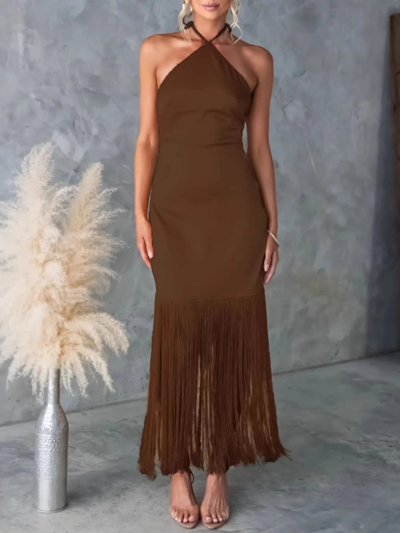 Fringe Halter Neck Dress Charming Charlie Fringe Halter Neck Dress Charming Charlie