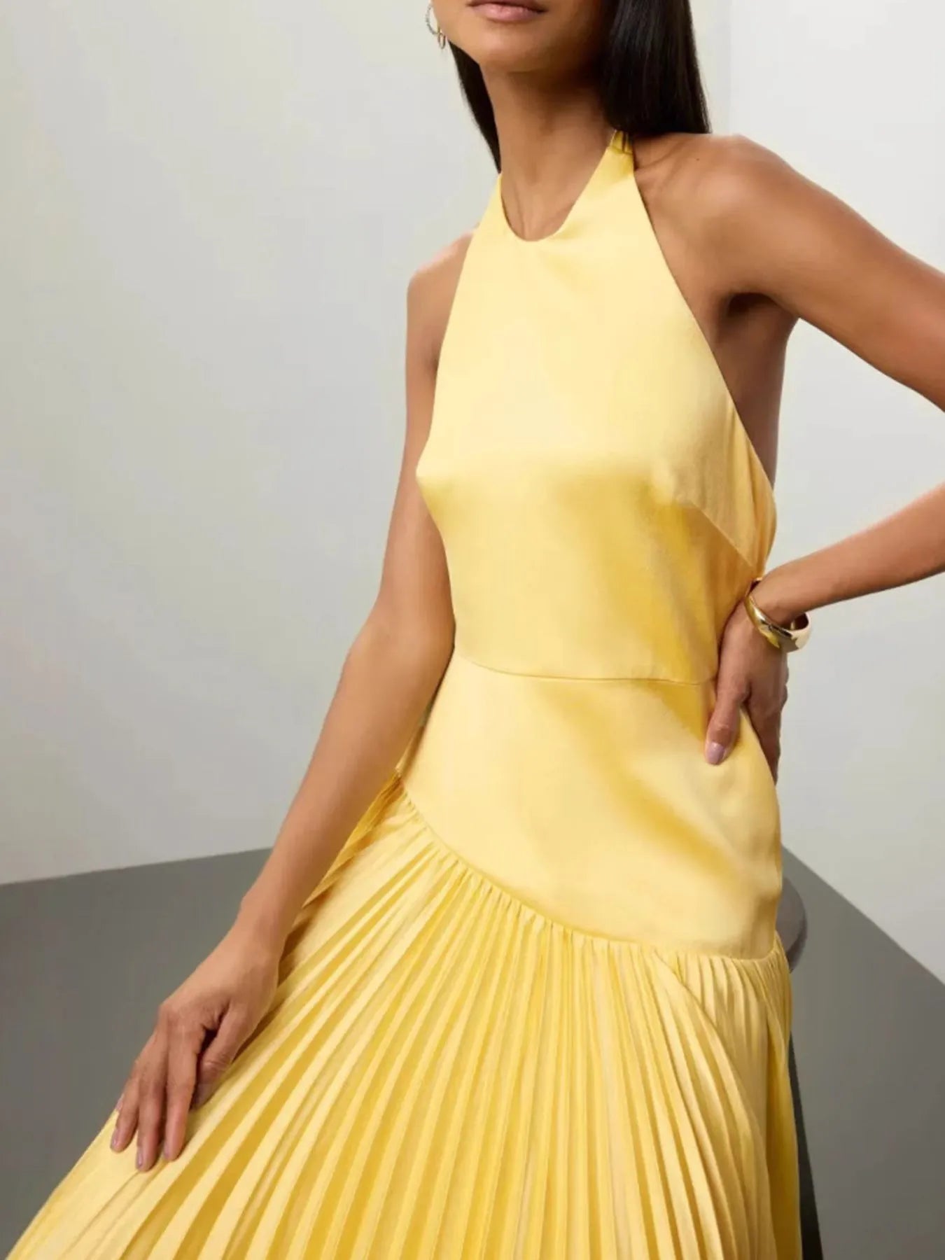 Pleated Halter Neck Maxi Dress  Charming Charlie