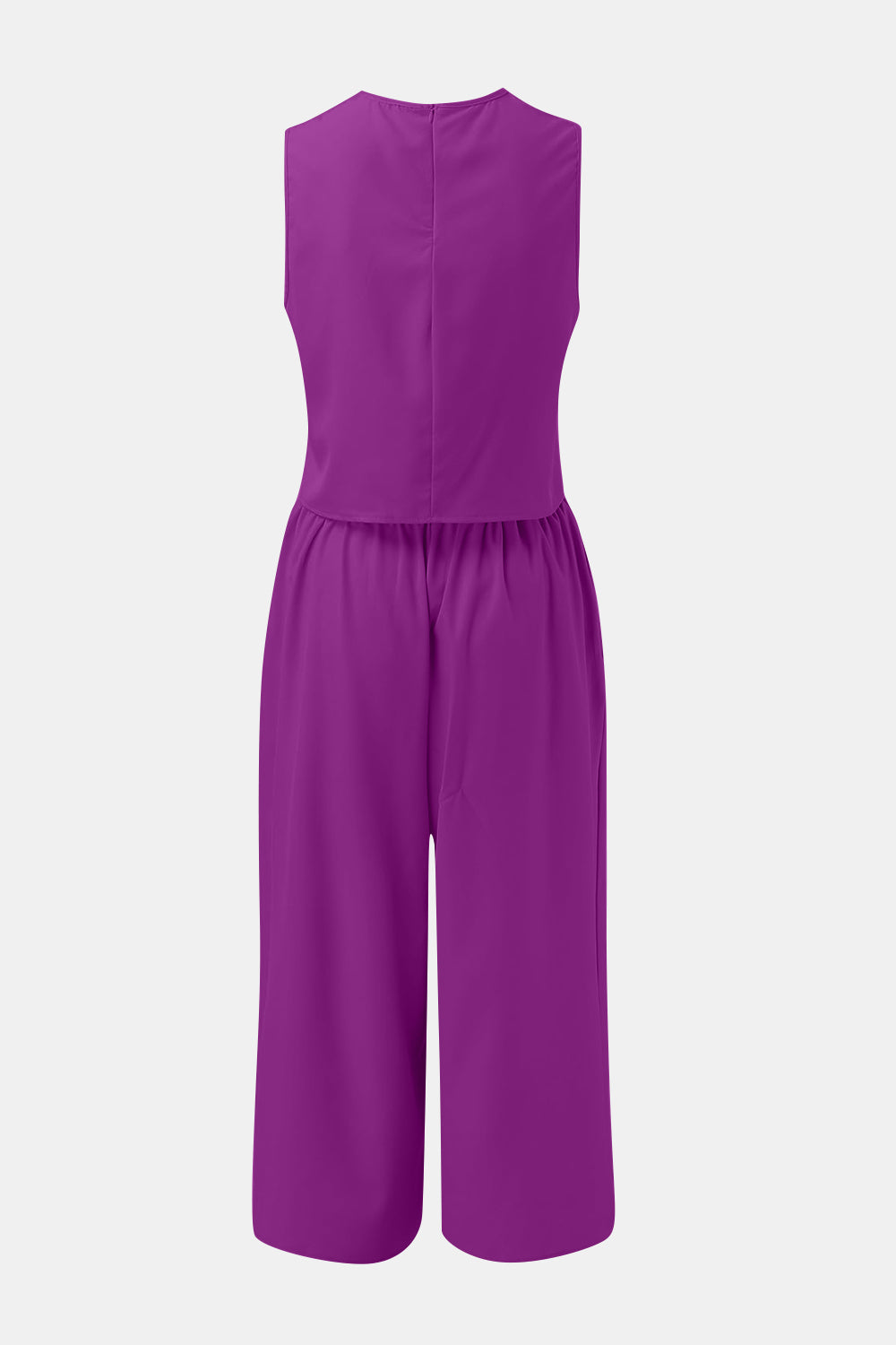Round Neck Top and Wide Leg Pants Set - Charming Charlie