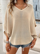 V-Neck Batwing Sleeve Knit Top - Charming Charlie