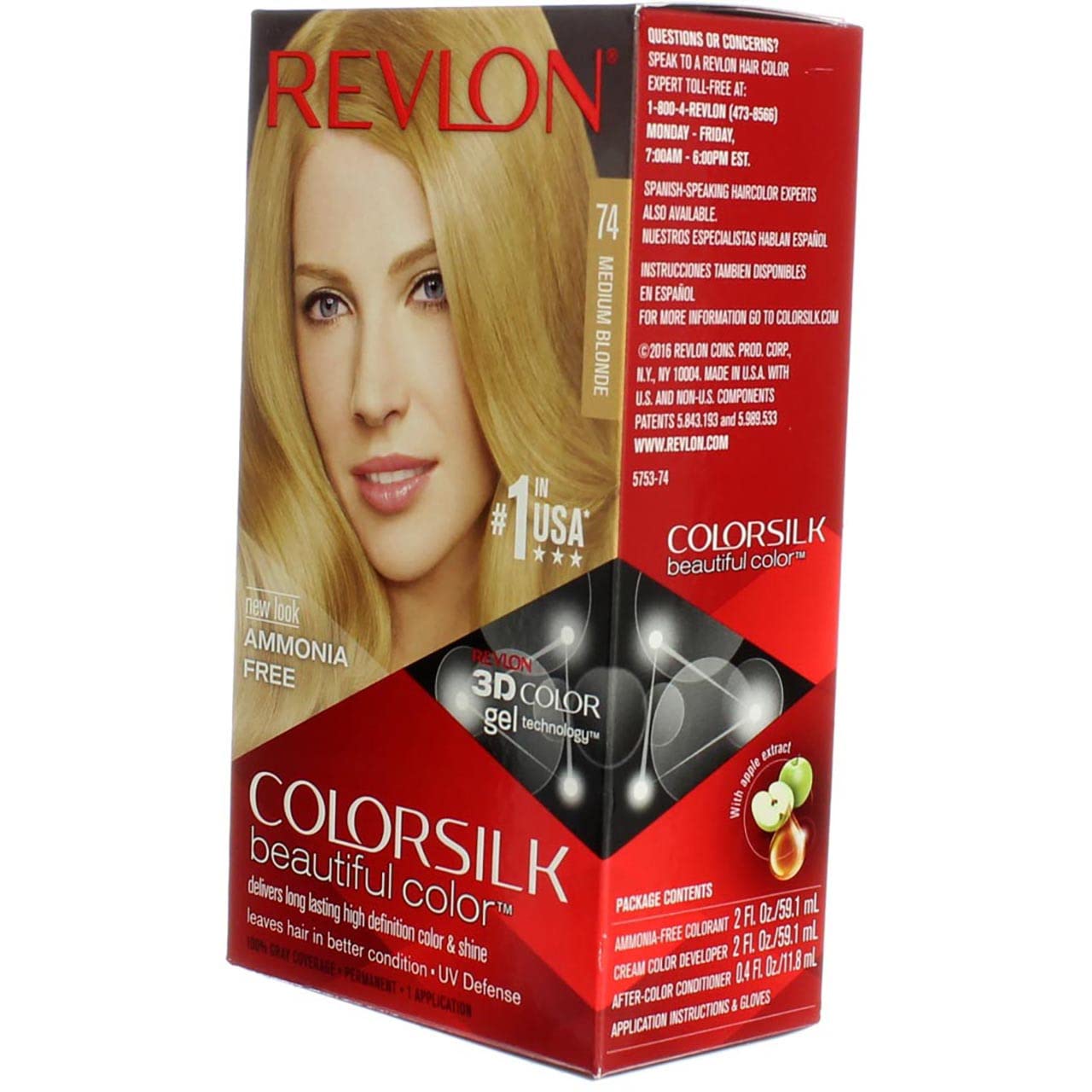 Revlon Colorsilk Beautiful Haircolor, Ammonia-free, Permanent Haircolor (Pack of 4) (#74 Medium Blonde) - Charming Charlie
