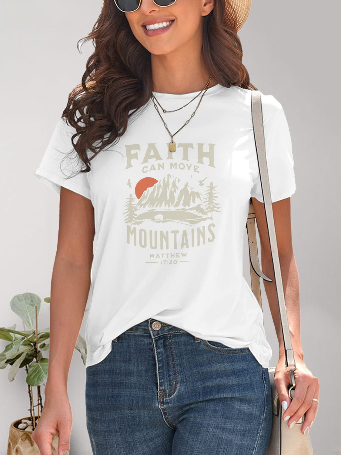 Graphic Round Neck Short Sleeve T-Shirt - Charming Charlie