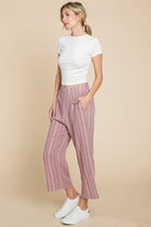 Cotton Bleu by Nu Lab Striped Elastic Waist Wide Leg Pants - Charming Charlie