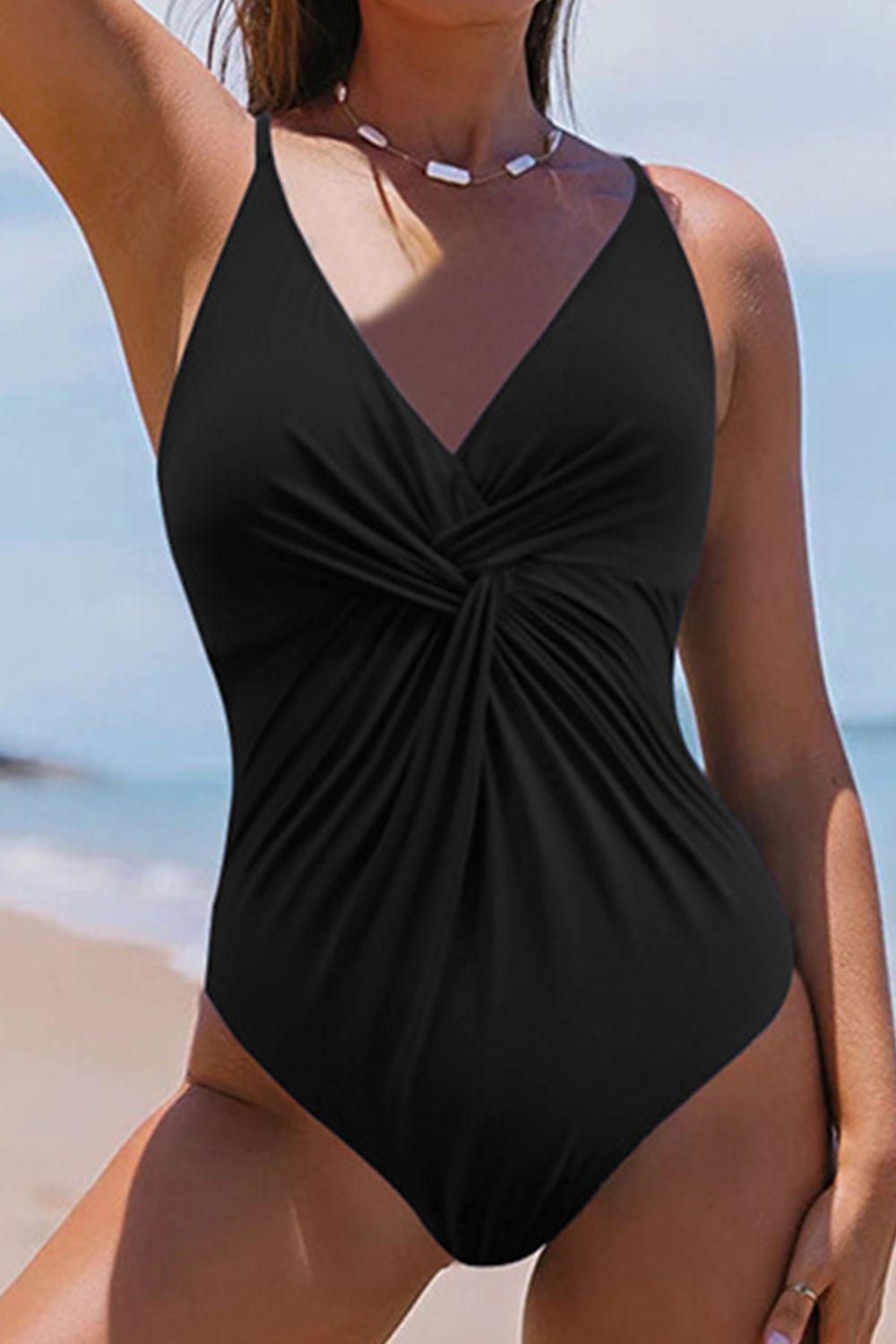 Twisted Crisscross V-Neck One-Piece Swimwear – Charming Charlie