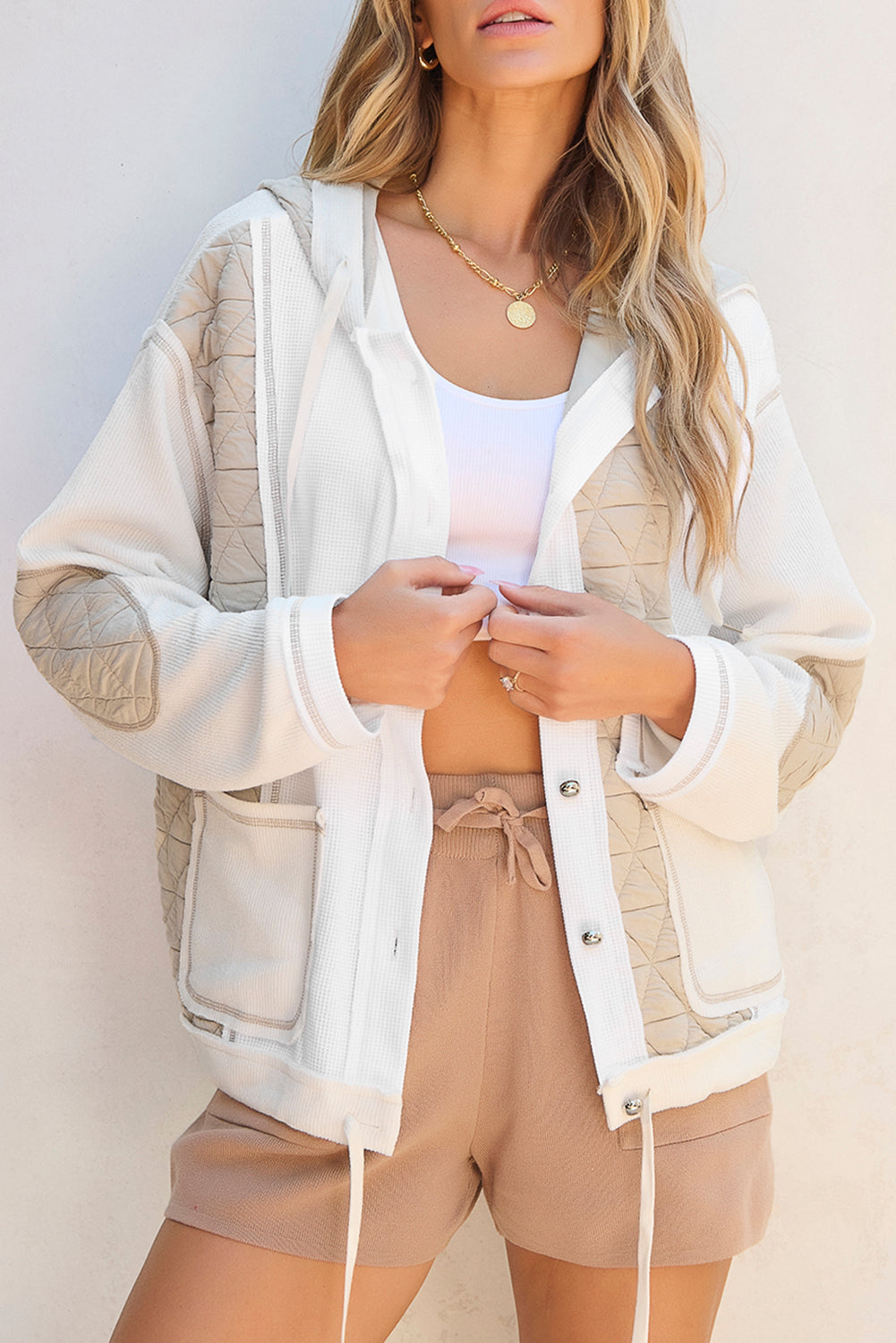 Drawstring Color Block Long Sleeve Jacket - Charming Charlie