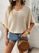 V-Neck Batwing Sleeve Knit Top - Charming Charlie