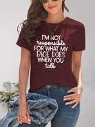 Letter Graphic Round Neck Short Sleeve T-Shirt - Charming Charlie