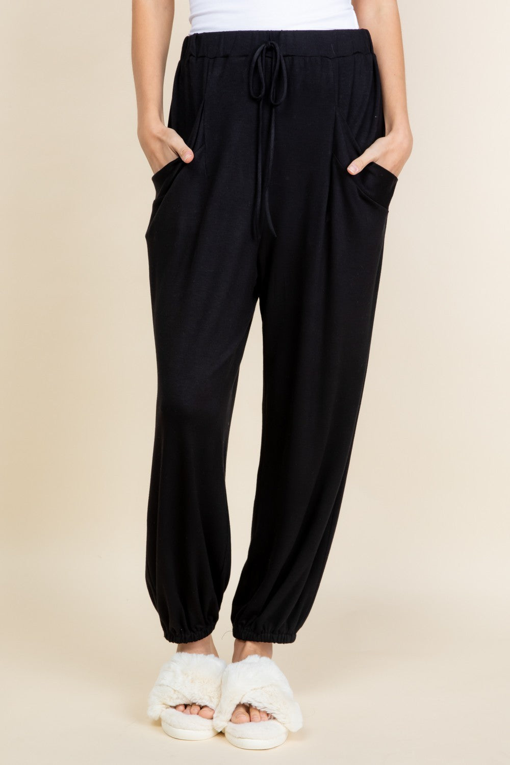 Super Lady Full Size Drawstring Elastic Waist Joggers with Pockets - Charming Charlie