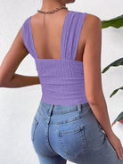 Textured Square Neck Wide Strap Tank - Charming Charlie