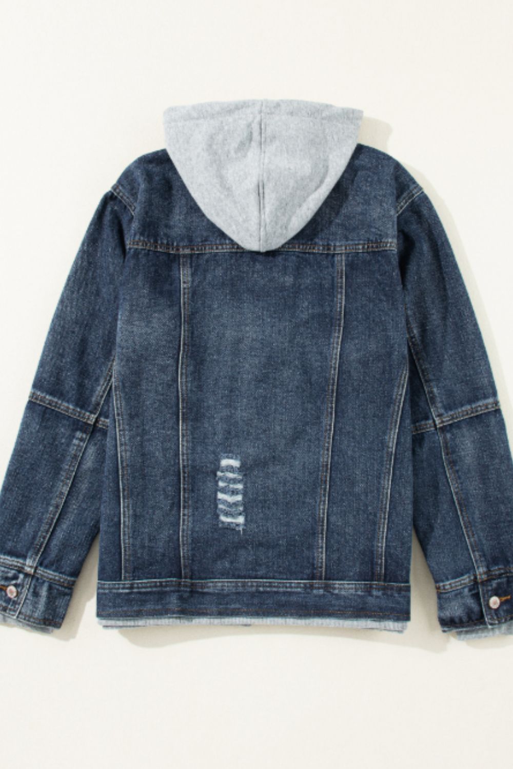 COOR gimmick denim double zip jacket Fake Two-Piece Hooded Zip-Up 