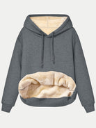 Drawstring Long Sleeve Hoodie with Kangaroo Pocket - Charming Charlie