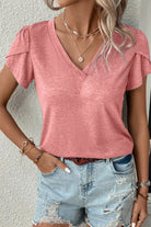 V-Neck Petal Sleeve T-Shirt - Charming Charlie