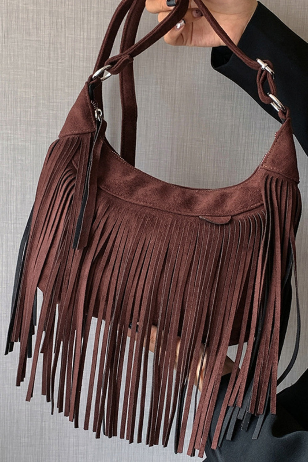 Charming Charlie Fringe Leather Backpack Charming Charlie Crossbody Boho Bag Fringe Brown Faux  main image 2