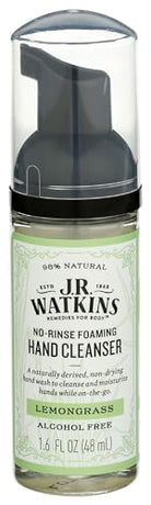 J.R. Watkins No-Rinse Foaming Hand Cleanser – Hand Soap in Pump Dispenser – Bathroom & Kitchen Foam Cleaner – All Natural, Alcohol Free, Blue Lavender, 1.6 fl. Oz - Charming Charlie