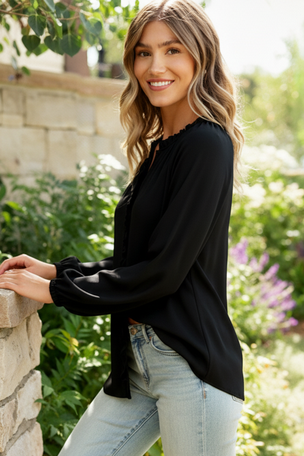 Effortlessly Edgy Button Down Blouse - Charming Charlie