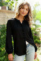 Effortlessly Edgy Button Down Blouse - Charming Charlie
