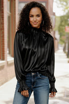 The Satin Scene High Neck Blouse - Charming Charlie