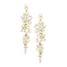AB Gold Pearl Crystal Rhinestone Vine Drop Evening Earrings. Get ready with these bright earrings, put on a pop of color to complete your ensemble. Perfect for adding just the right amount of shimmer & shine and a touch of class to special events. Perfect Birthday Gift, Anniversary Gift, Mother's Day Gift, Graduation Gift.